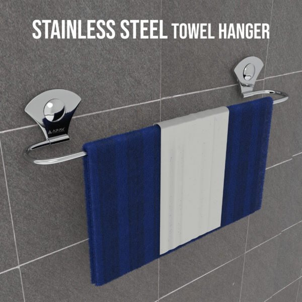 APAV Stainless Steel Towel Rack for Bathroom Wall-Mounted Hanger Accessories for Bathroom, Kitchen, and Bedroom | 24-Inch Stylish Towel Hanger (Pack of 1)