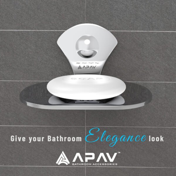 APAV Stainless Steel Soap Dish Holder for Bathroom | Single Soap Dish, Kitchen Sink Dish Soap Organizer | Durable & Rust-Resistant Soap Dish for Bathroom | Modern Dish Bar Soap Tray (Pack of 1)