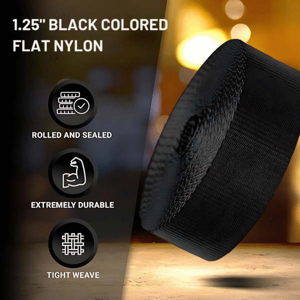 APAV Heavy-Duty 2-Inch Wide Nylon Webbing Strap - Versatile & Durable for Outdoor Gear, Sports Equipment, Pet Collars, Leashes, Bag Belts & DIY Projects (50 Meter (Black))