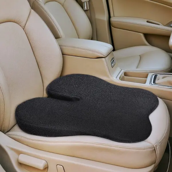 APAV Car Wedge Seat Cushion | Memory Foam Ergonomic Support for Hip, Back & Sciatica Pain Relief | Multipurpose for Office, Chair & Travel – Black (Car Wedge Seat Cushion (Black))